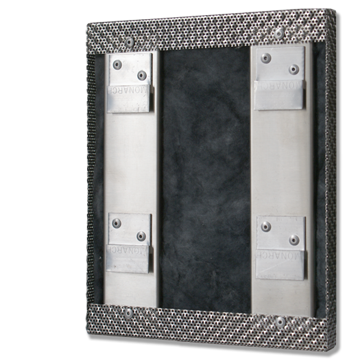 Acoustic panel, back, clips, Rigidized Metals